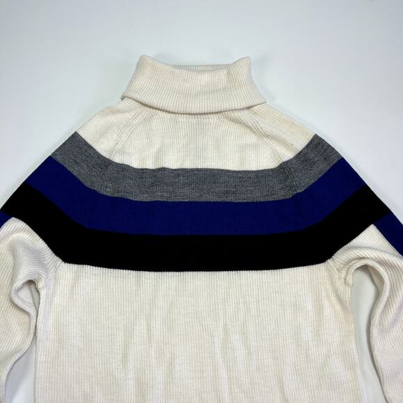 Athleta Small Brookshire Colorblock Ribbed Turtleneck Sweater Blue White Black - Picture 7 of 13